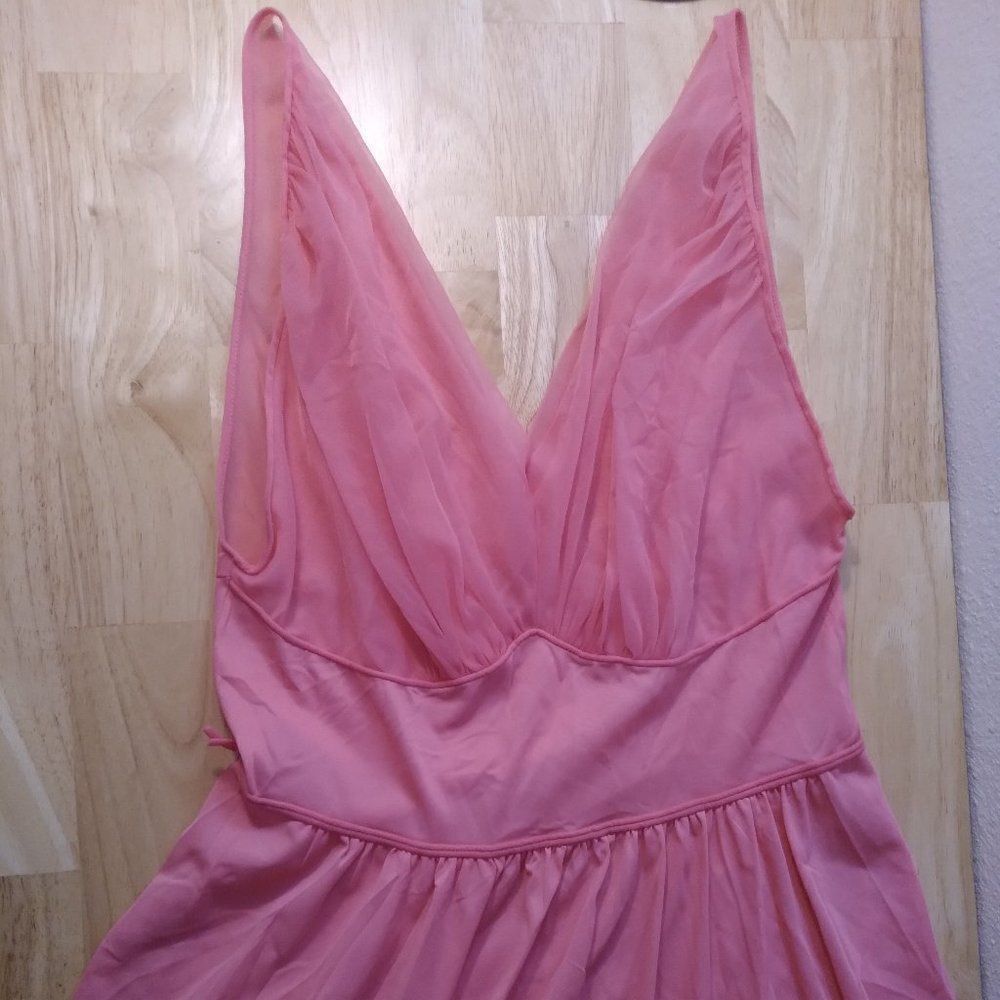 Vintage 50s Vanity Fair Tricot Nylon Night Gown Negligee Pink 34